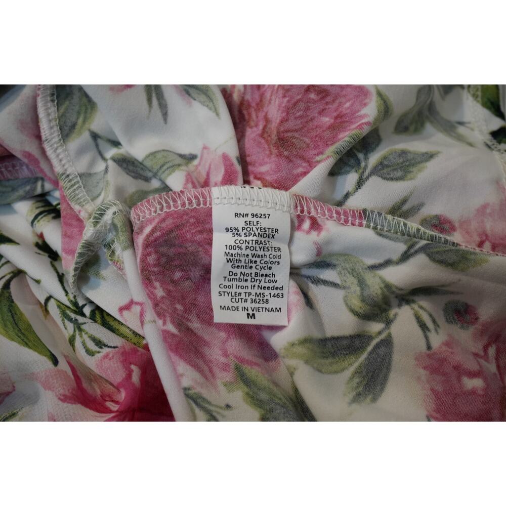 Perseption Concept Women Floral Twist Front Blouse Medium Pink Green Cottagecore - Picture 5 of 7